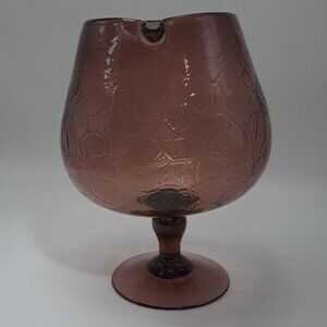 Textured Brown Purple Pitcher Mid Century Modern Glassware Chalice Vintage